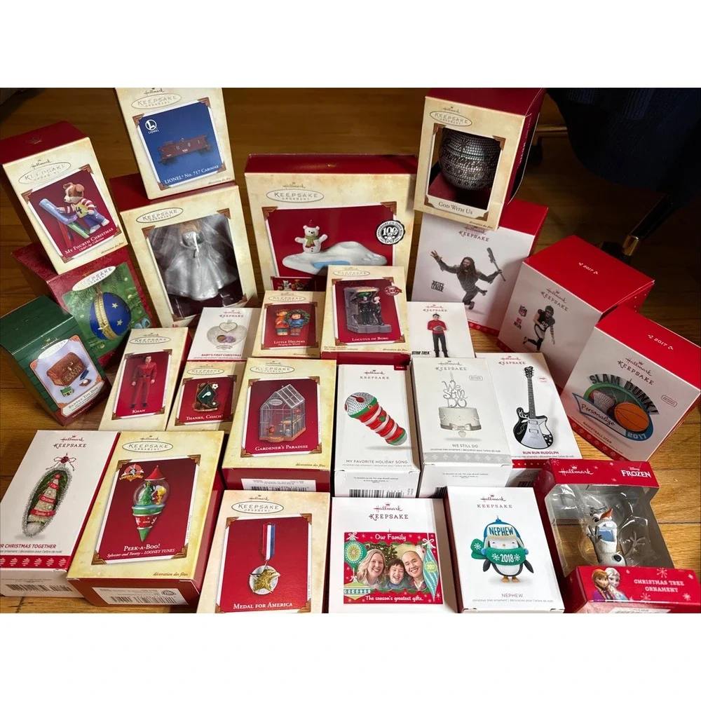 Hallmark Keepsake Ornament Lot of 26 Star Trek Barbie Disney 1996-2018 Boxed